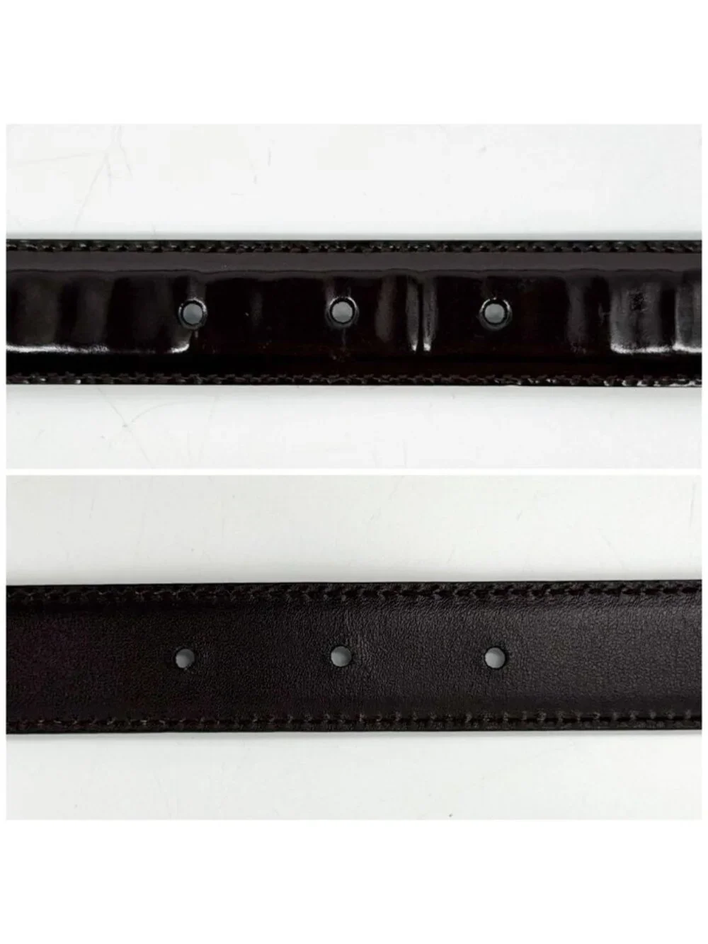Gucci Patent Brown Belt GG Interlocking G Silver